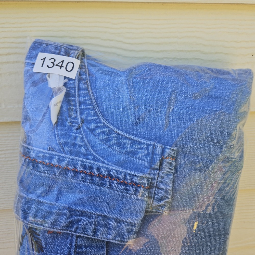 Vtg Christopher & Bank Jumper Overall Denim Dress 18W Embroidered Fall Floral - Picture 14 of 14